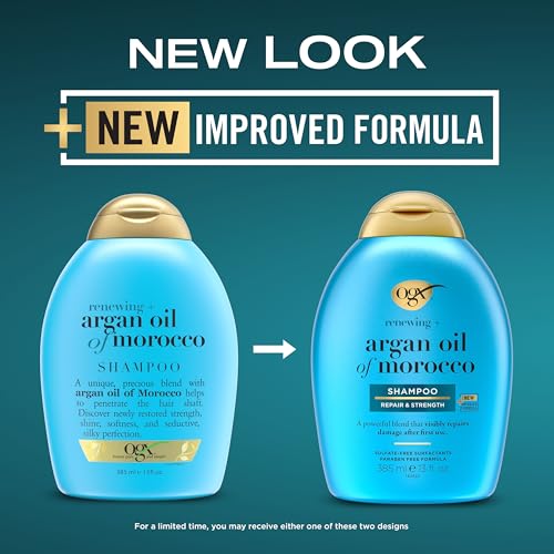OGX Renewing +Cold-Pressed Argan Oil of Morocco Hydrating Hair Shampoo, Help Moisturize, Soften & Strengthen Hair, Paraben-Free with Sulfate-Free Surfactants, 13 fl oz (Pack of 2)
