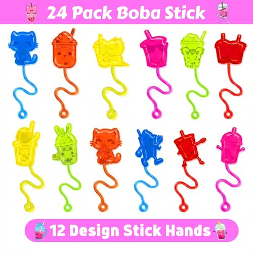 48pc Boba Party Favors Set - Stick Hands & Temporary Tattoos