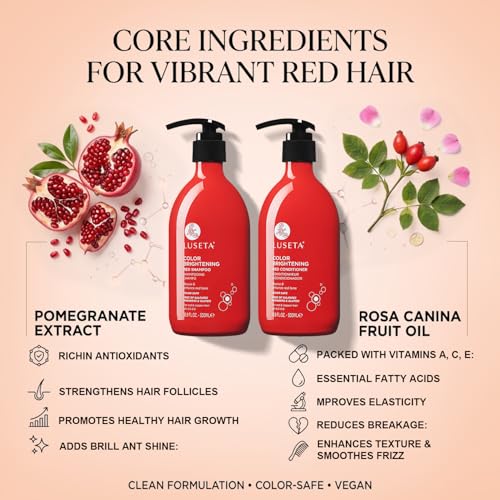 Luseta Color Enhancing Shampoo & Conditioner Set for Red Hair