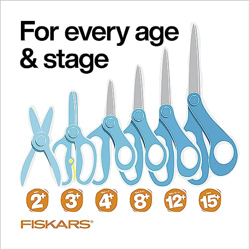 Fiskars 7" SoftGrip Student Glitter Scissors for Kids Ages 12-14, Scissors for School or Crafting, Back to School Supplies, Turquoise Glitter