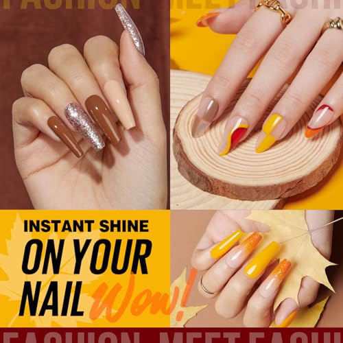 MEFA 19 Pcs Gel Nail Polish Kit with UV Light - 12 Colors Fall Set