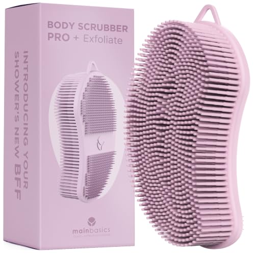 MainBasics Dual-Sided Silicone Body Scrubber - Exfoliating Loofah Brush
