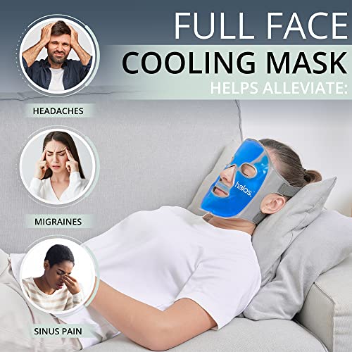 MyHalos Blue Ice Face Mask for Migraine & Swelling Relief, Cooling Gel Pack