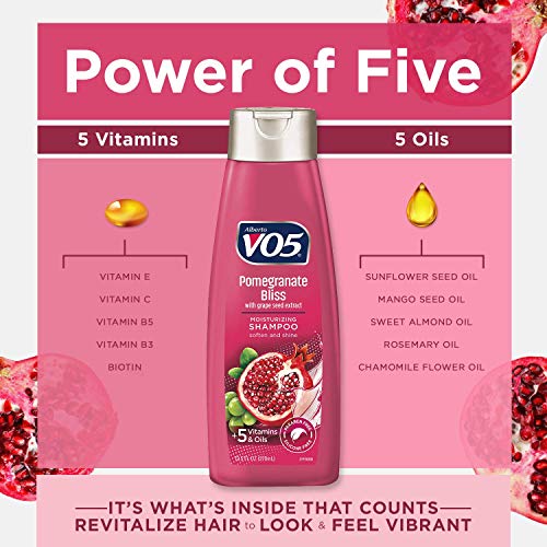 VO5 Moisturizing Shampoo - 12.5 Fl Oz - Pomegranate Bliss - Grape Seed Extract Leaves Hair Looking Vibrant and Beautiful
