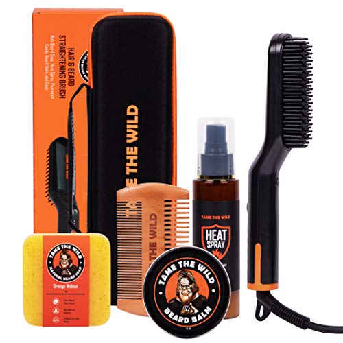 Tame the Wild Premium Beard Straightener Kit and Pro Beard Straightener for Men - 12 Temp Settings