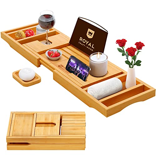 Expandable Bamboo Bathtub Caddy Tray - Fits 29.5-43 in