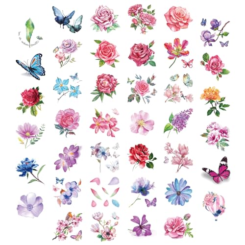 Flower Temporary Tattoos for Women - 80 Sheet Waterproof Stickers