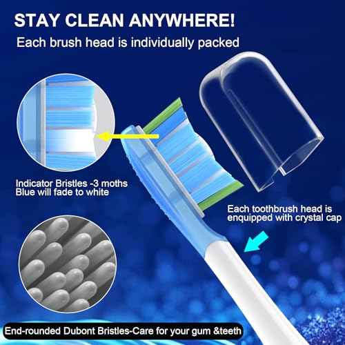 Replacement Toothbrush Heads for Philips Sonicare C3 C2 G3 A3 W2 W3, 6 Pack Soft Silicone Brush Heads for HX9054 4100 5100 6100 7500, Compatible with Snap-On Handles, Anti-Collision Design
