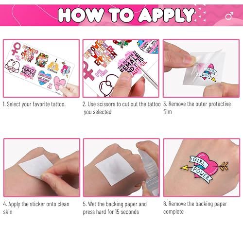 96PCS Feminist Temporary Tattoos - Women Power Party Favors