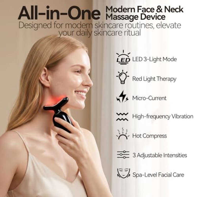 Ihelol Micro-Current Facial Massager with 3 LED Light Therapy
