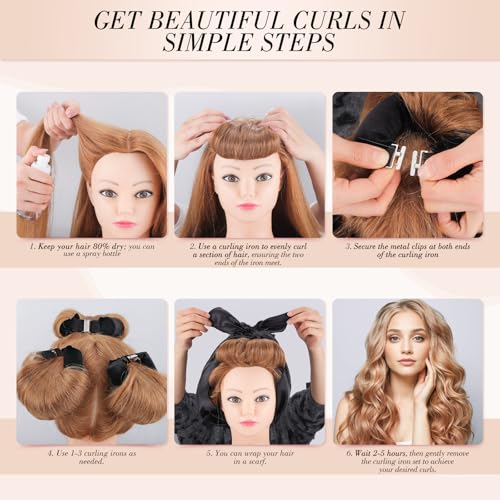 obeoby Heatless Curlers, Curls Overnight Set for Women, Black