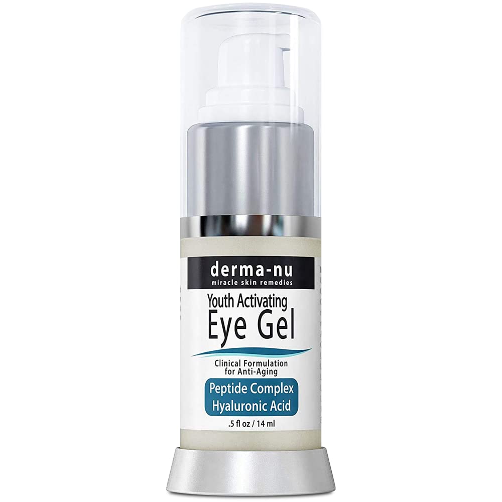 Eye Gel Anti-Aging Cream - Treatment for Dark Circles, Puffiness, Wrinkles and Fine Lines - Hyaluronic Acid Formula Infused Serum with Aloe Vera & Jojoba for Ageless Smooth Skin .5 oz