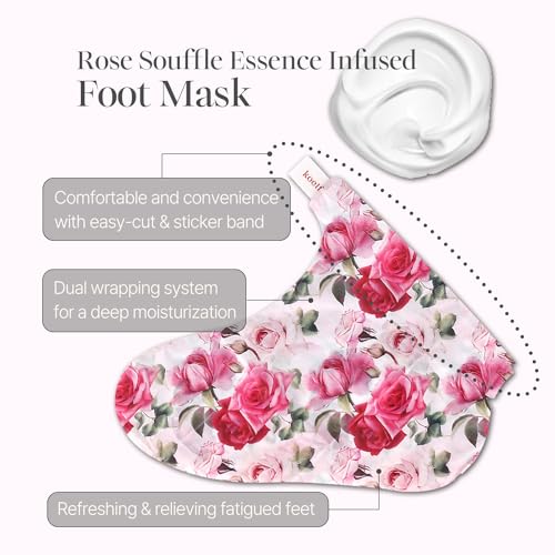 Koelf Rose Petal Satin Foot Mask - Intensive Moisturizing Socks (10 Pairs)