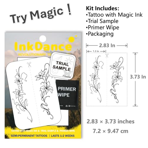 Semi-Permanent Lily Tattoo - 1-2 Week Waterproof Plant-Based Ink