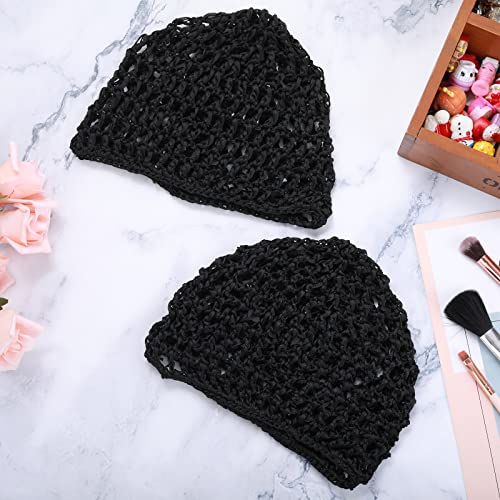 Black Wig Cap Thick Long Hair Nets Adjustable Mesh Braided Weave Hat - Hair Accessories