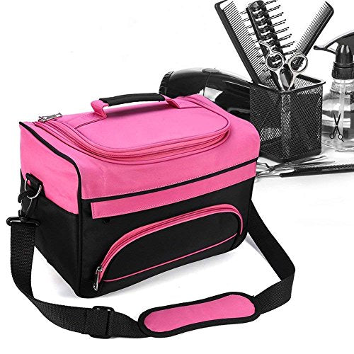 Professional Cosmetics Beauty Hairdressing Styling Bag, Multi-functional Hair Makeup Salon Hairdresser Toiletry Organizer Tool Bag Case Holder Box with Strap for Hair Stylist Shoulder Carrying