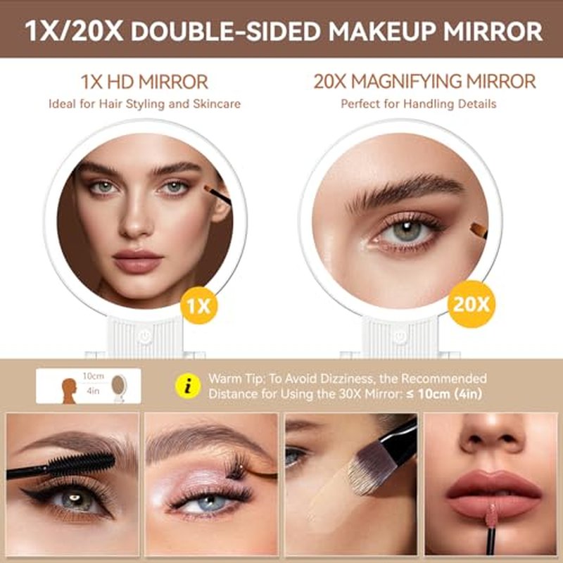 Auxmir 1X/20X Magnifying Mirror with LED Light & Tweezers