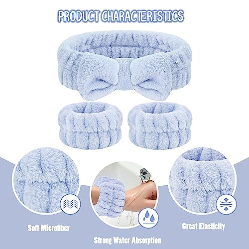 CERETIA Face Wash Headband and Wristband Set, Wrist Towels for Washing Face with Holder Microfiber Wristbands for Washing Face Absorbent Spa Wristbands Wrist Scrunchies Face Washing Wristbands