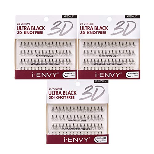 i-ENVY 2X Volume 3D Individual Lashes - Knot Free, Long (3 Pack)