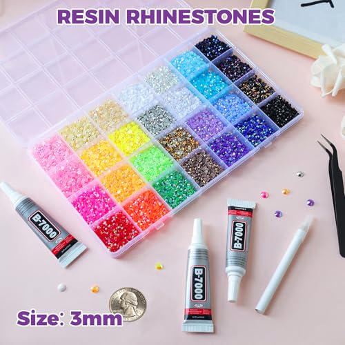 40000 Pcs 3mm Jelly Resin Rhinestones with B7000 Glue