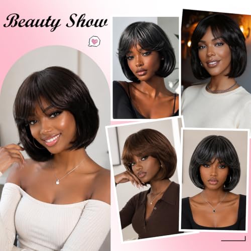 Rebecca Fashion Brazilian Remy Short Bob Wig with Bangs