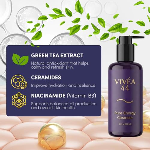 Pure Energy Cleanser ? Gentle Face Wash with Ceramides, Niacinamide & Green Tea Extract ? Hydrating Cream Cleanser for Balanced Skin ? Vegan & Cruelty-Free ? 6.7 fl oz / 200 ml