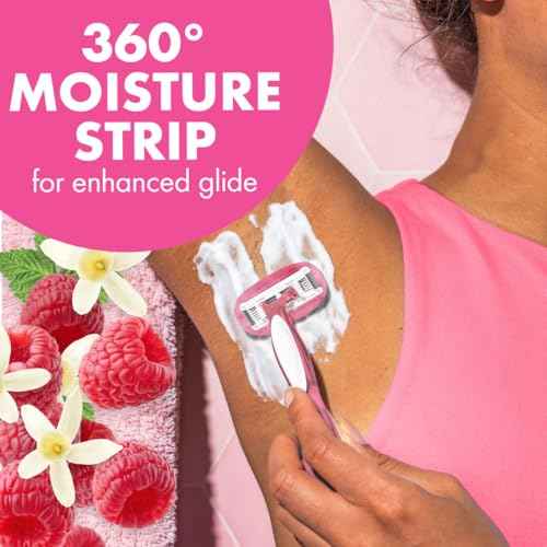 BIC Soleil 5 Escape Women's Disposable 5 Blade Razors, Vanilla and Berry Scented Handles, Comfort Shield, 2-Pack