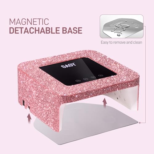 GAOY Cordless UV LED Nail Lamp for Gel Nails, Rechargeable UV Light, Professional Nail Dryer with 4 Timers, Automatic Sensor and Sensitive Mode for Fast Curing, Pink Diamond
