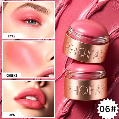PHOFAY 3-in-1 Mousse Blush Cream Stick – Vegan Matte