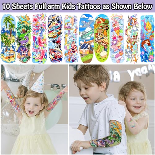 Leesgel 66 Sheets Temporary Tattoo Sleeves for Kids - Mixed Sizes