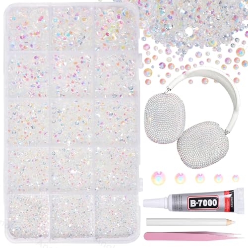 12,000 Pcs Clear AB Flatback Rhinestones Kit - 2-6mm Resin Gems for DIY Crafts