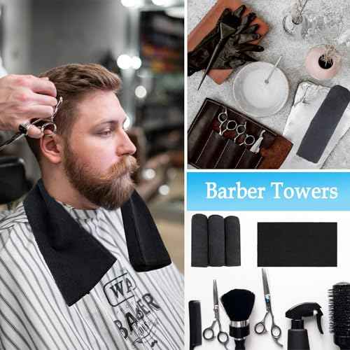 6 Pack Black Salon Towels, Super Soft and Absorbent Microfiber Hair Towel for Salon, Bath, Spa, Pool and Home, 27 inch X 16 inch, Black