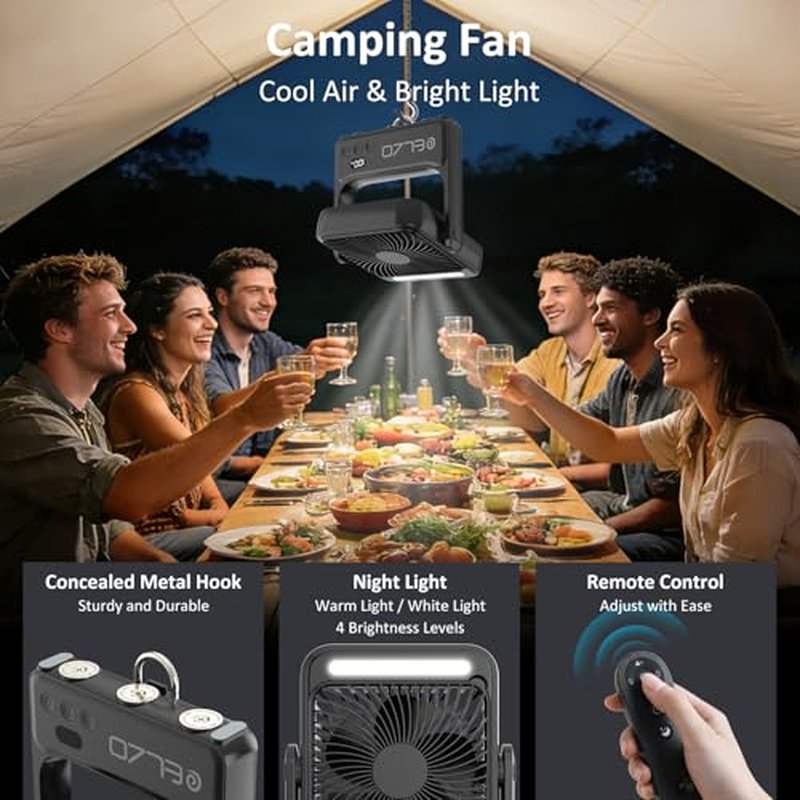 ELZO Magnetic Travel Fan 10000mAh Rechargeable 4-Speed