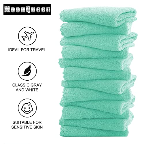 MOONQUEEN 30 Pack Microfiber Face Towel - Premium Soft Makeup Remover Cloths (White-Grey, 30 Pack)