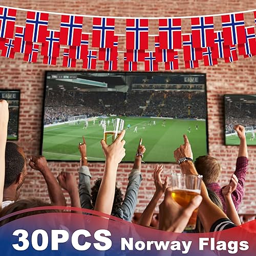 MVPRING Norway Flag Pennant Banner - 30 Flags, 33ft Bunting, Nordmann Flags