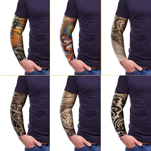 Geyoga Tattoo Sleeves - 12 Pack Fake Arm Sleeves UV Protection