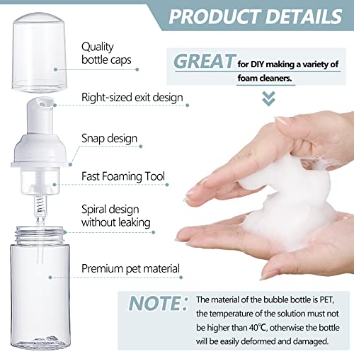 100 Pcs Foam Pump Bottle 1oz/30ml Mini Travel Plastic Empty Pump Lash Shampoo Clear Dispenser Portable Instant Soap Foaming Bottles for Hand Lotion Shampoo