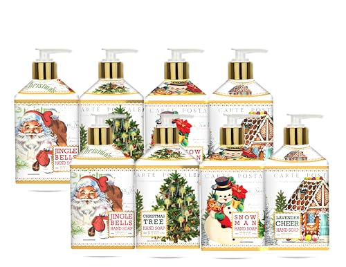 Holiday Hand Soap Set 8 Pack - Festive Scents & Decorative Dispensers