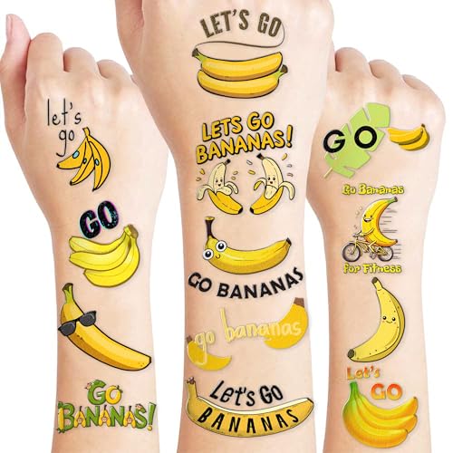 Banana Temporary Tattoos 96PCS - 8 Sheets Fruit Stickers