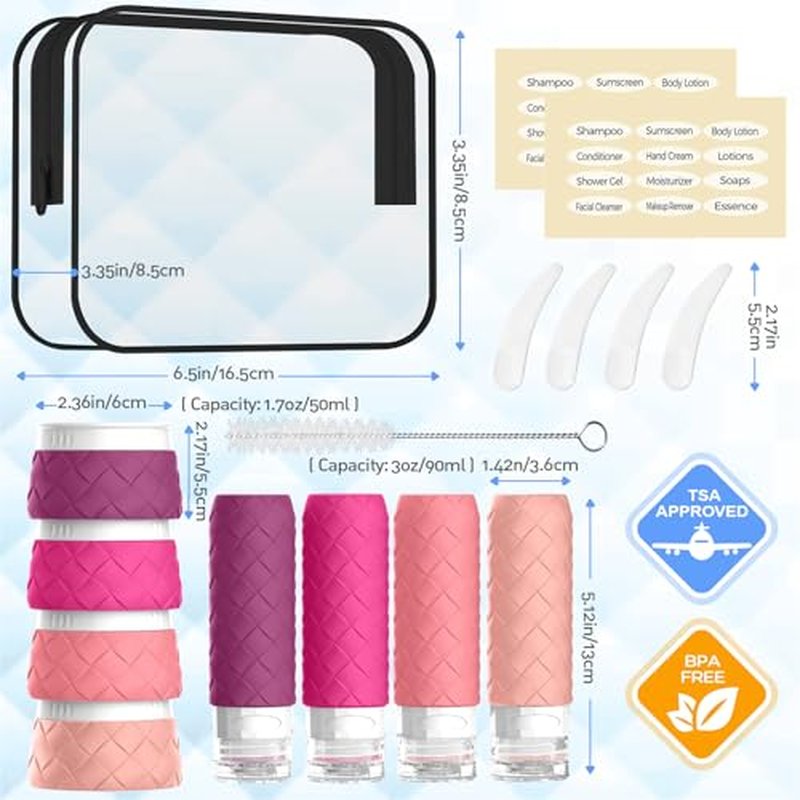 16-Piece TSA Approved Travel Bottle Set with Silicone Containers