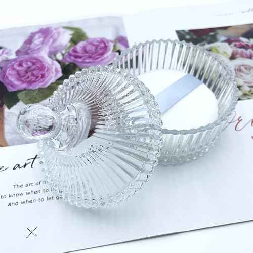 Ultra Soft Powder Puff and Container 3.3" High Density Velvet Dusting Washable Reusable Powder Puff,Bathroom Dressing Table Cotton Swab Storage Jar(Clear)