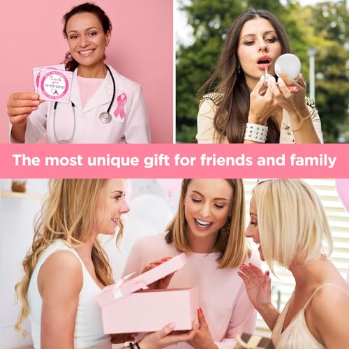 clothmile 50 Sets Breast Cancer Awareness Gifts Include 50 Pink Ribbon Mini Folding Makeup Mirrors 50 Pink Cards 50 OPP Bags for Girls Women Survivor Party Favors Supplies