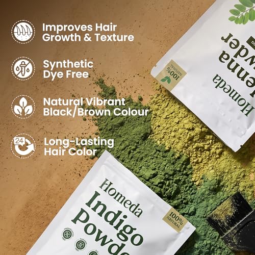 Indigo & Henna Powder Combo for Black Hair Dye - 100% Organic