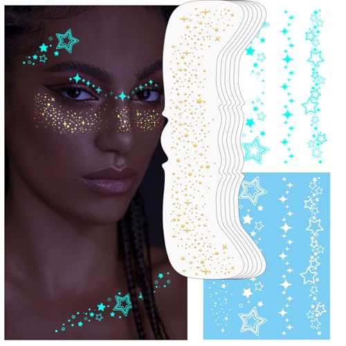 Glow in Dark Glitter Freckles Tattoo Stickers - 7 Sheet Set