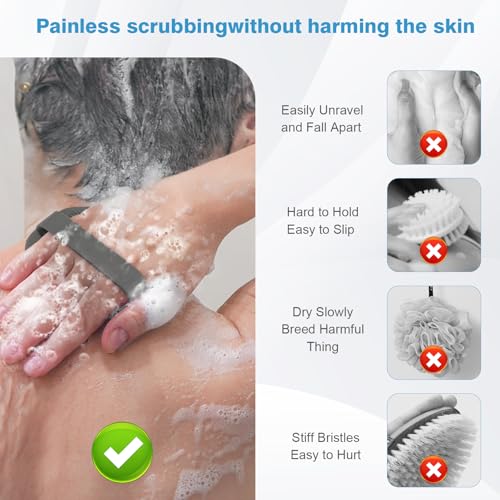 Silicone Body Scrubber Set - 2 Pack Exfoliating Shower Brush