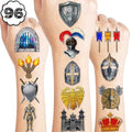 96 PCS Medieval Knight Temporary Tattoos for Kids | 8 Sheets