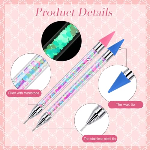 Tatuo 4 Pack Rhinestone Picker Tools with Glow Tips for Nail Art & Crafting