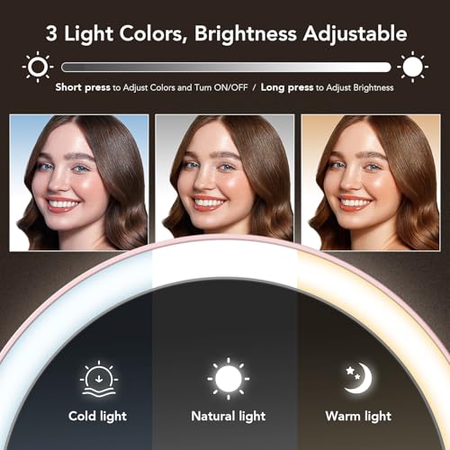 LitBear Travel Makeup Mirror with LED Lights, 10X/1X Magnification