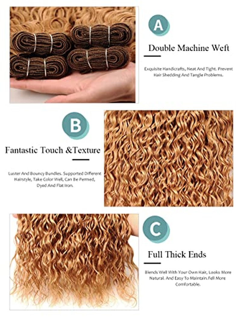 AuokMar Honey Blonde Kinky Curly Hair Bundles - 3 Pack