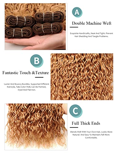 AuokMar Honey Blonde Kinky Curly Hair Bundles - 3 Pack, 26-30 Inch